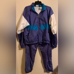 Reebok Vintage 90s Track Suit Color Block Windbreaker Set Jacket&Pants Women's M